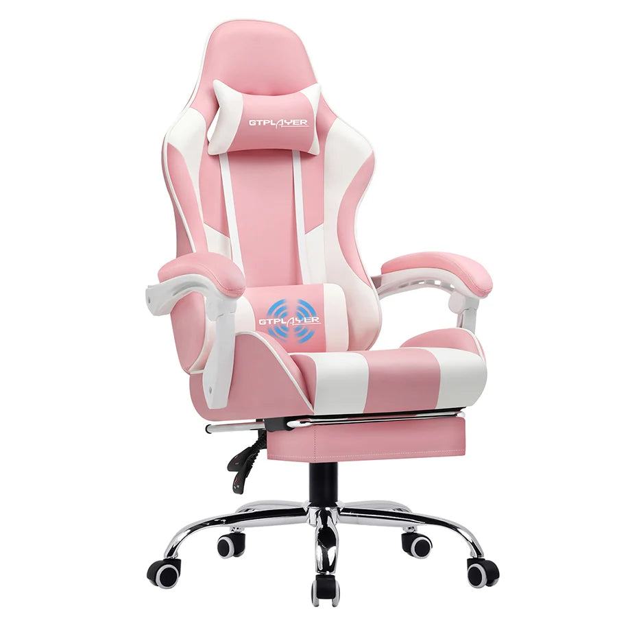 GTPLAYER Gaming Chair with Footrest, Lumbar Support, Adjustable Height, Swivel Seat, Headrest for Office or Gaming