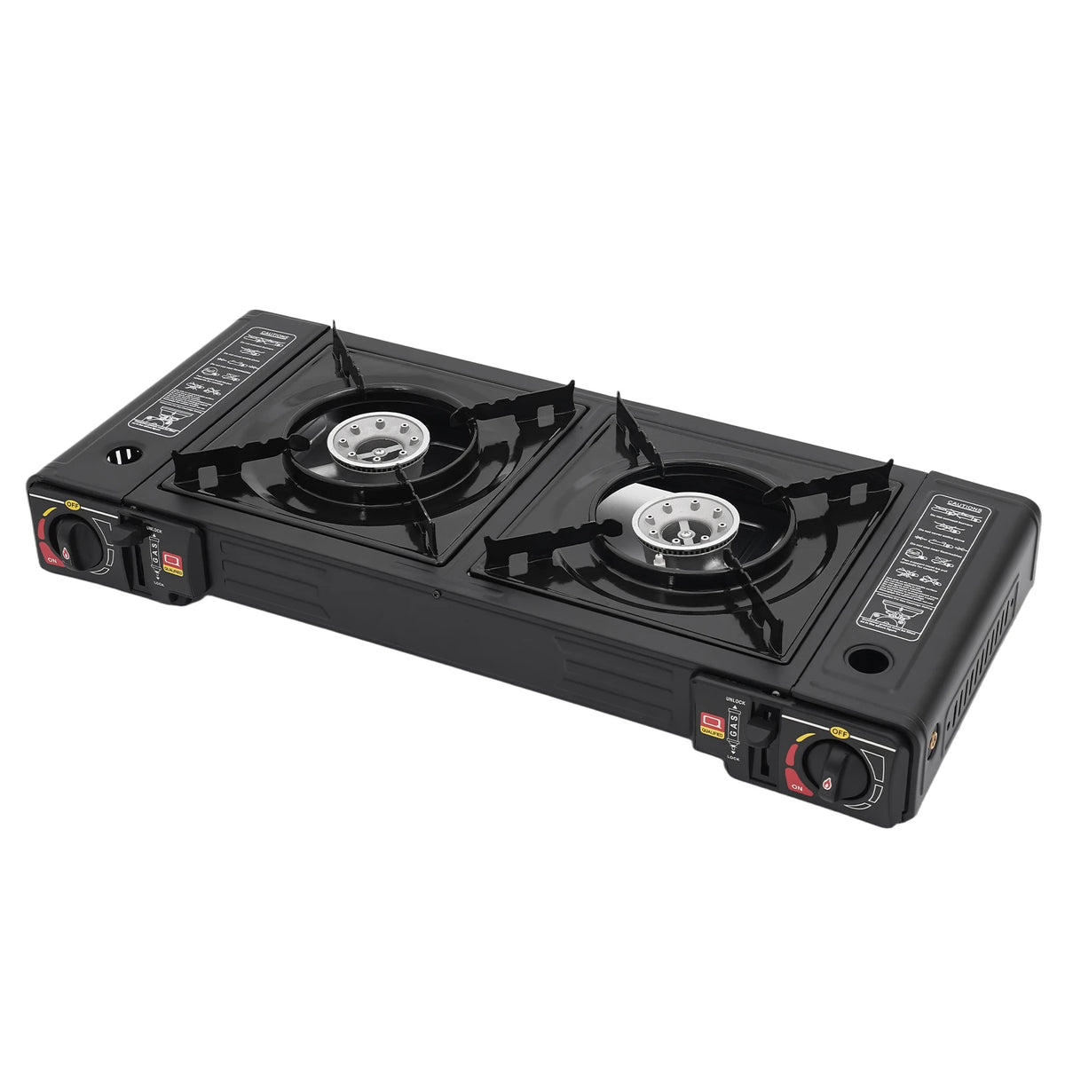 Professional Dual Burner Gas Stove With Piezo Ignition And Case