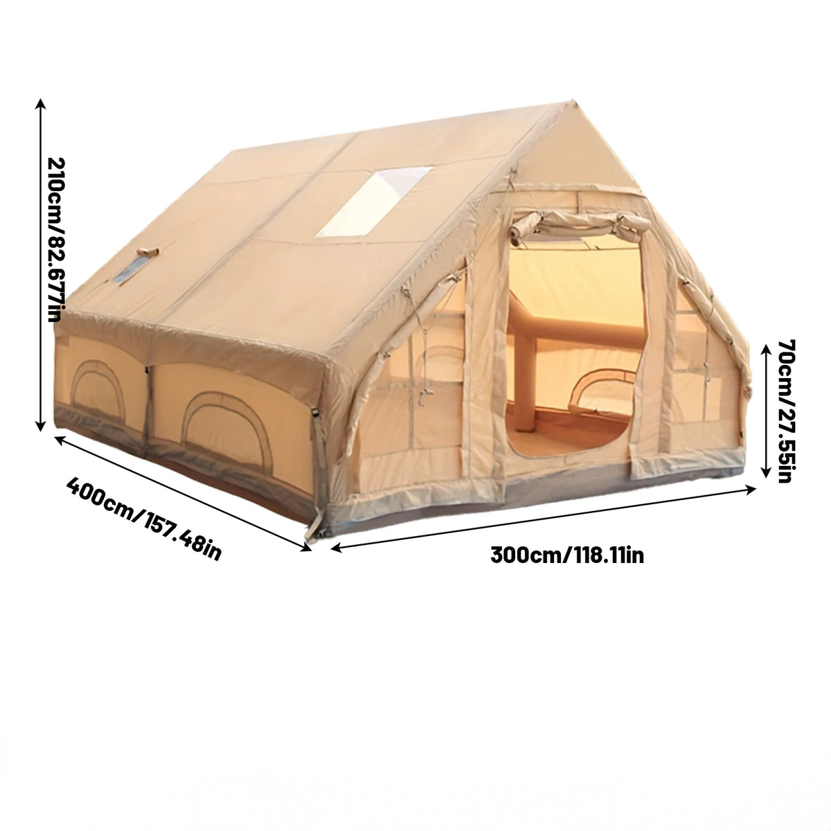 Inflatable Camping Tent With Skylight, Breathable Mesh And Quick Setup