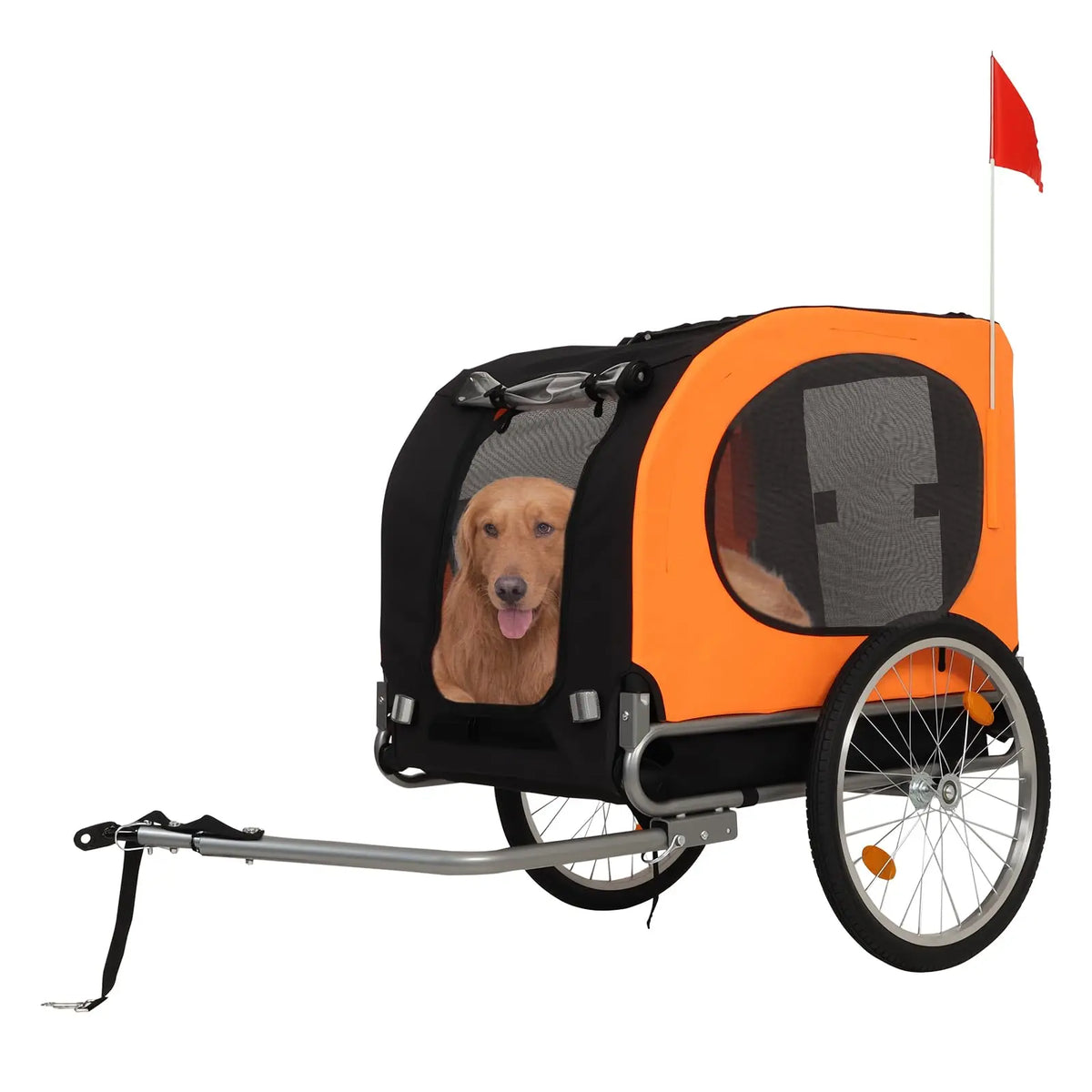 Foldable Dog Bike Trailer With Waterproof Cover And Mesh Windows
