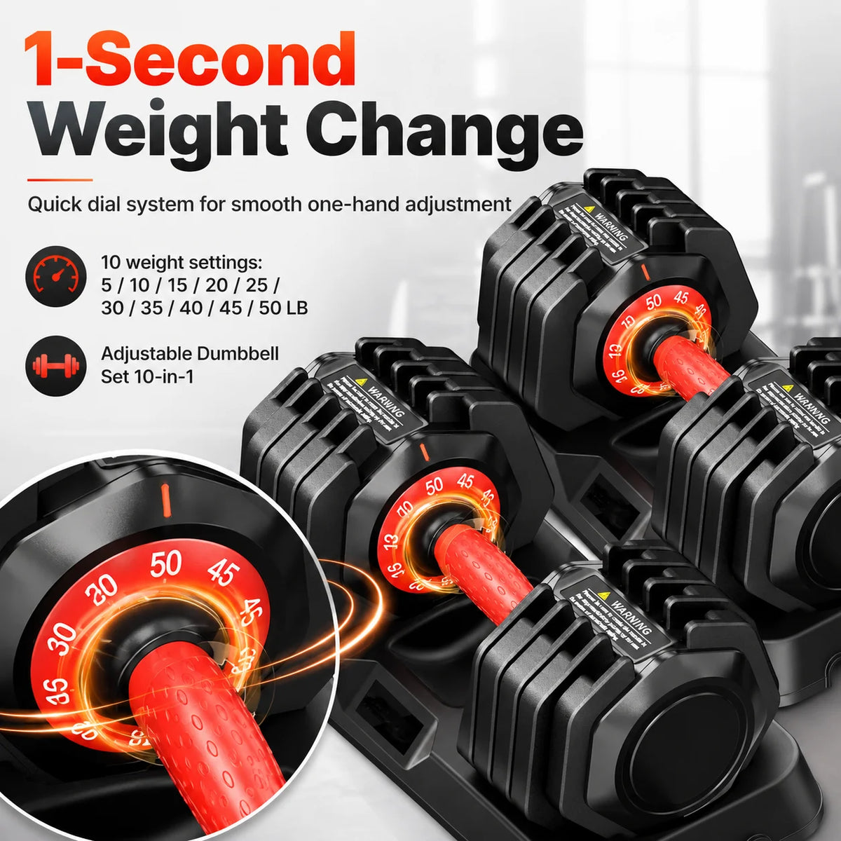 Adjustable Dumbbell Pair With Stand For Home Strength Training