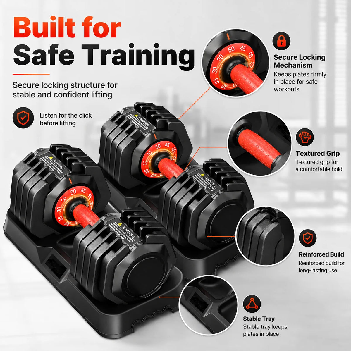 Adjustable Dumbbell Pair With Stand For Home Strength Training