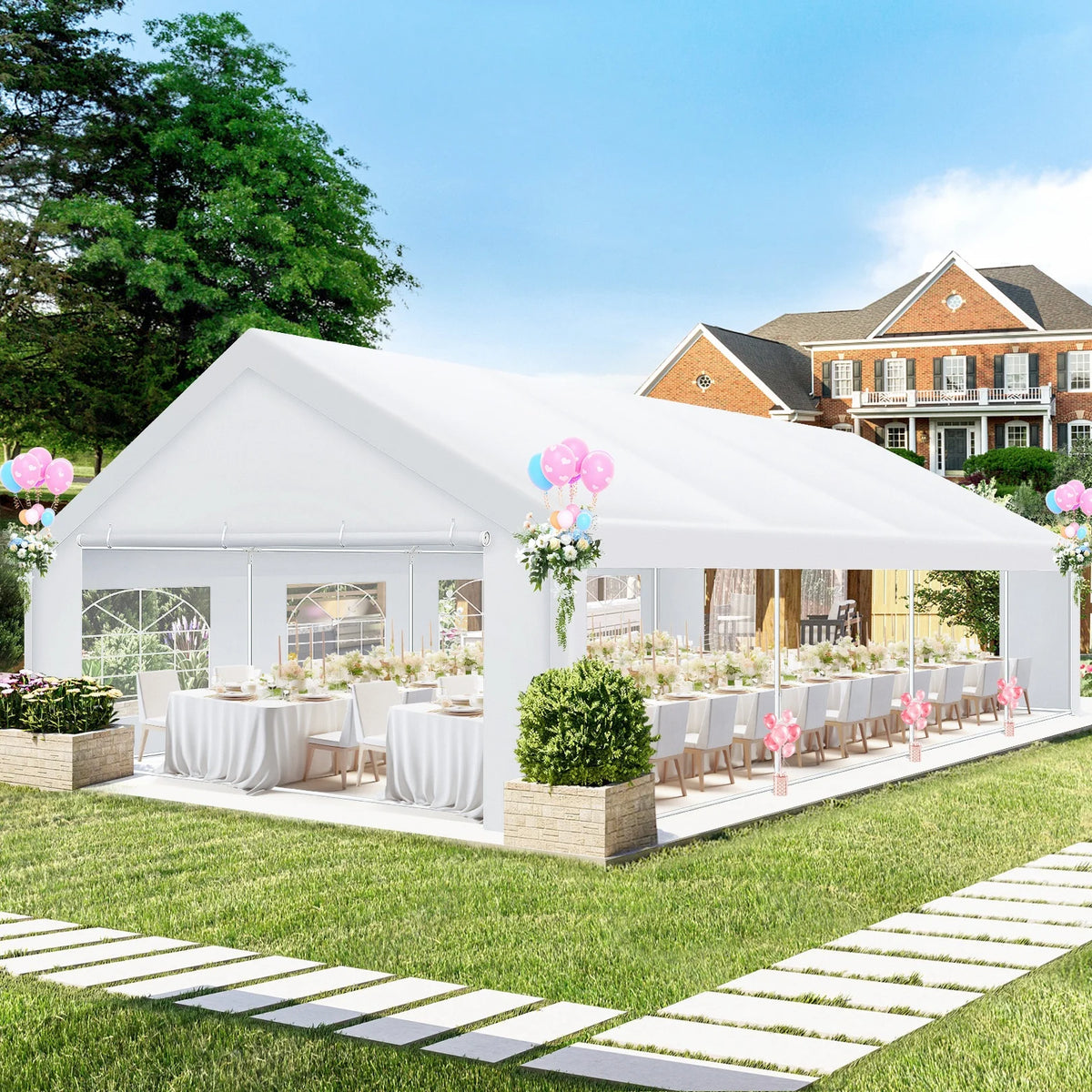 20x30ft Party Tent Gazebo Heavy Duty Canopy Banquet Shed Pavilion With 6 Sidewall Commercial Wedding Gazebo UV 50+ Waterproof
