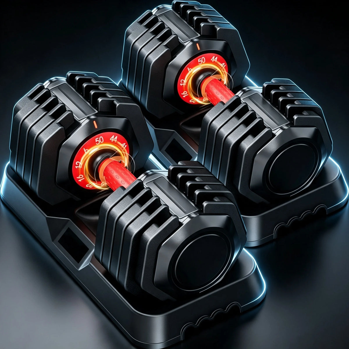 Adjustable Dumbbell Pair With Stand For Home Strength Training