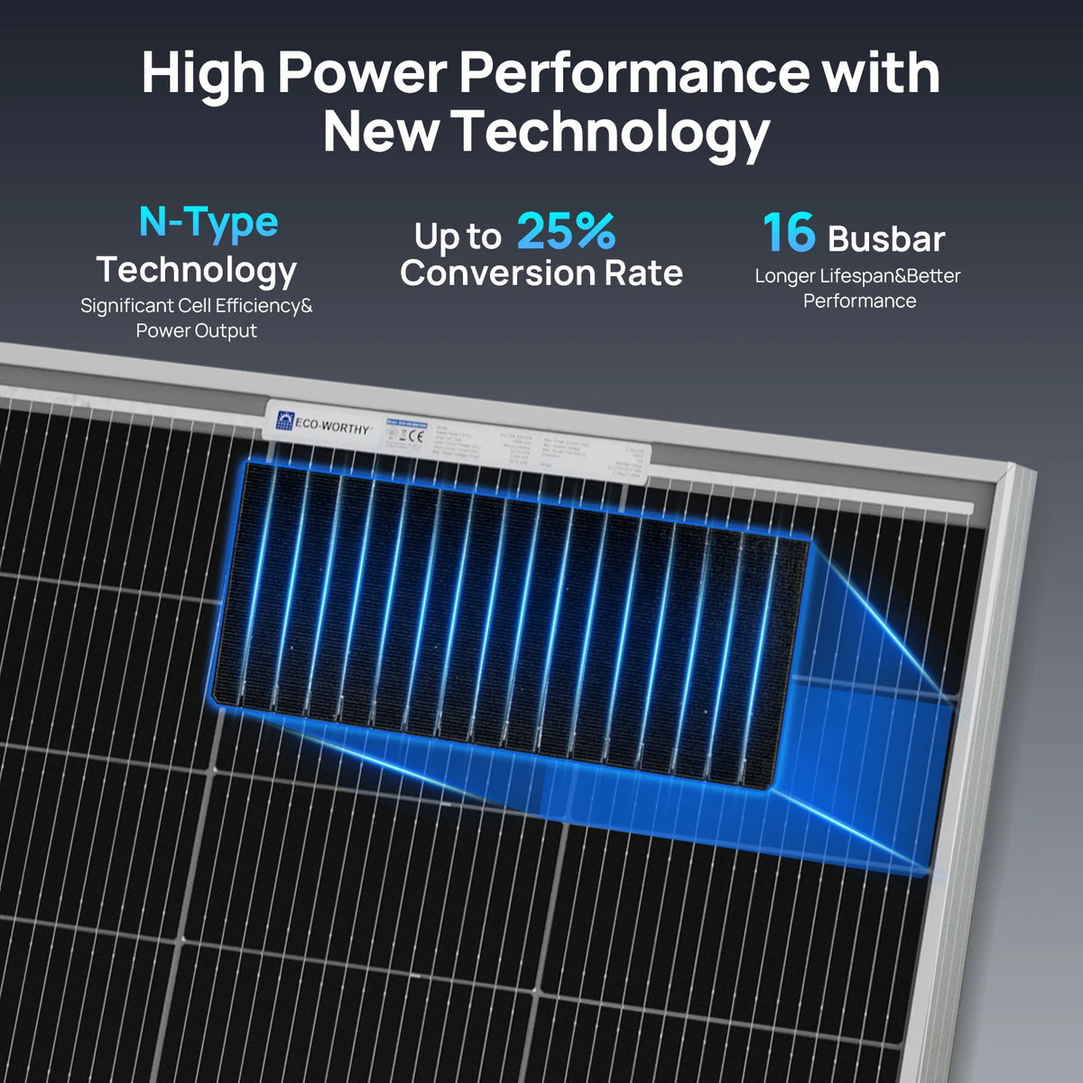 ECO-WORTHY N-Type Solar Panel For Off-Grid Energy Systems