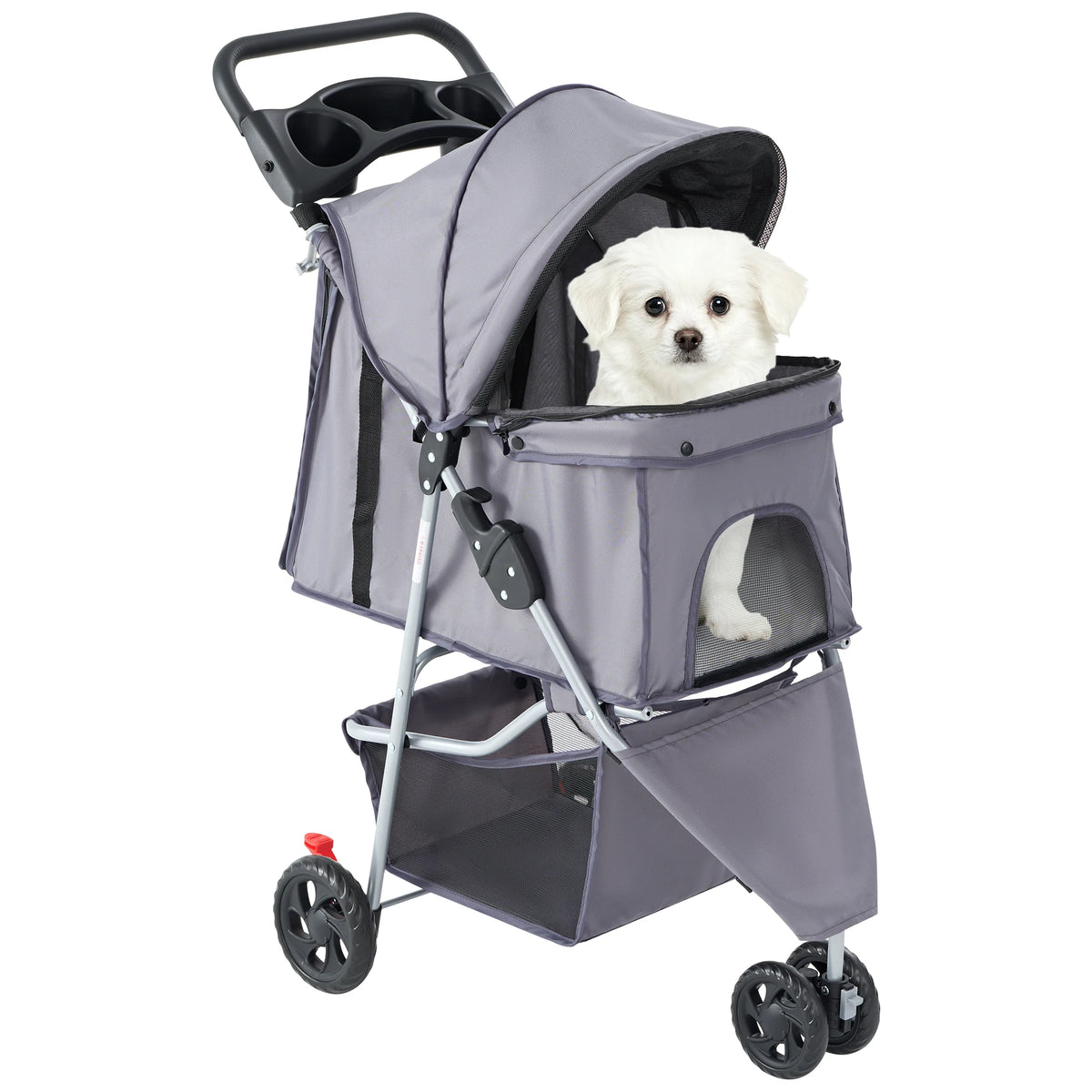 DUMOS Foldable Three Wheel Pet Stroller With Mesh Windows