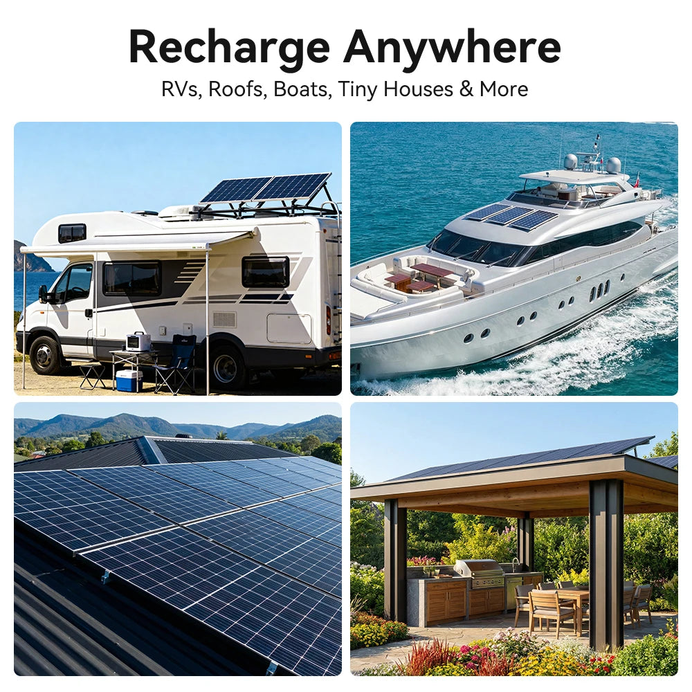 Rvpozwer 12V Monocrystalline Solar Panel High Efficiency RV Marine Camping