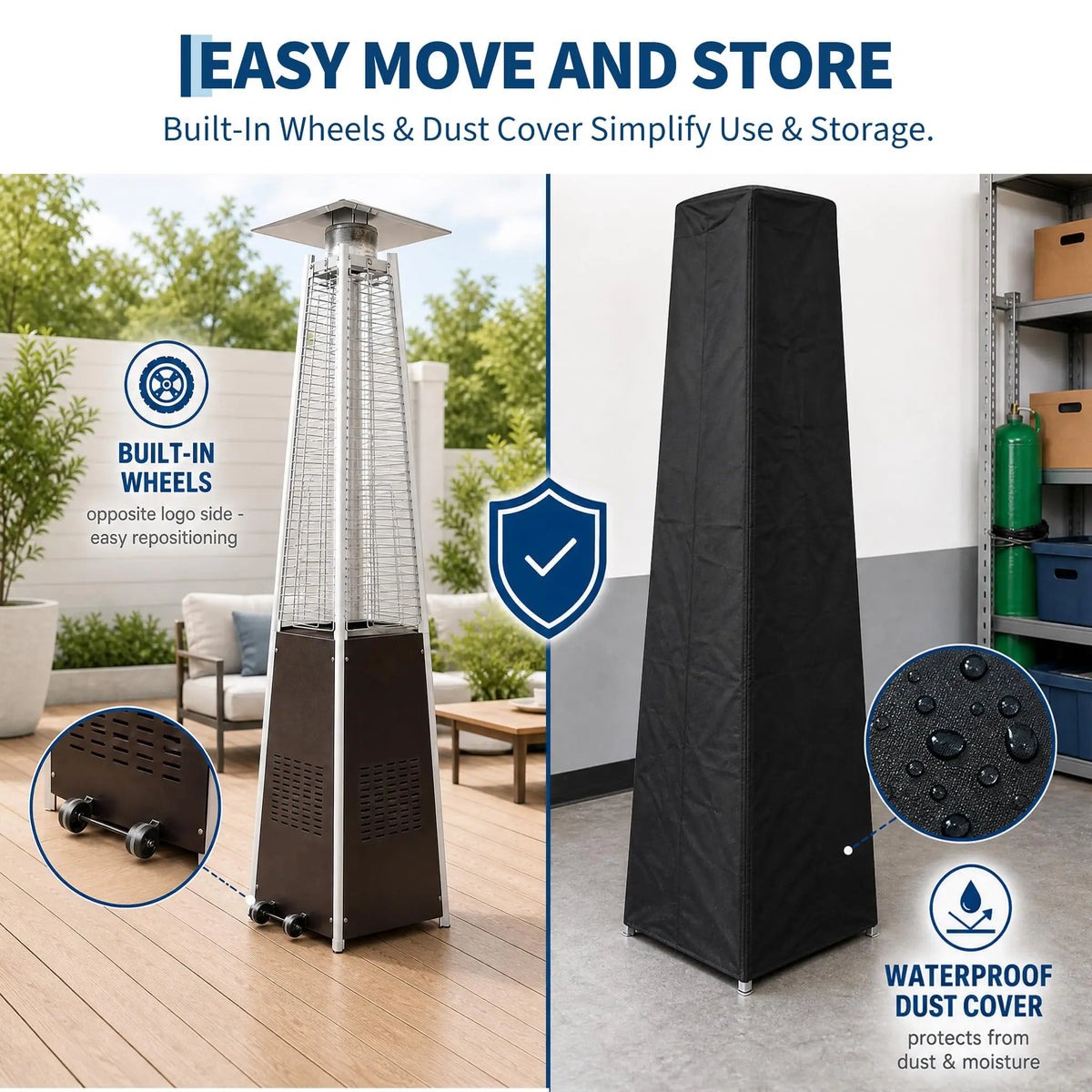 HiMISS Pyramid Propane Patio Heater with Visible Flame
