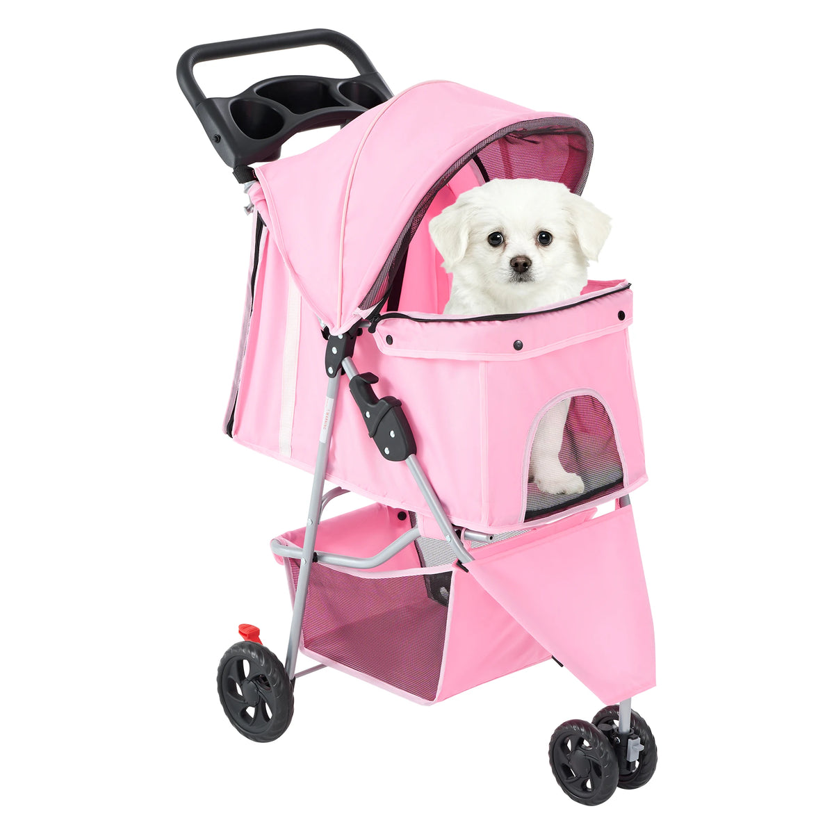 DUMOS Foldable Three Wheel Pet Stroller With Mesh Windows
