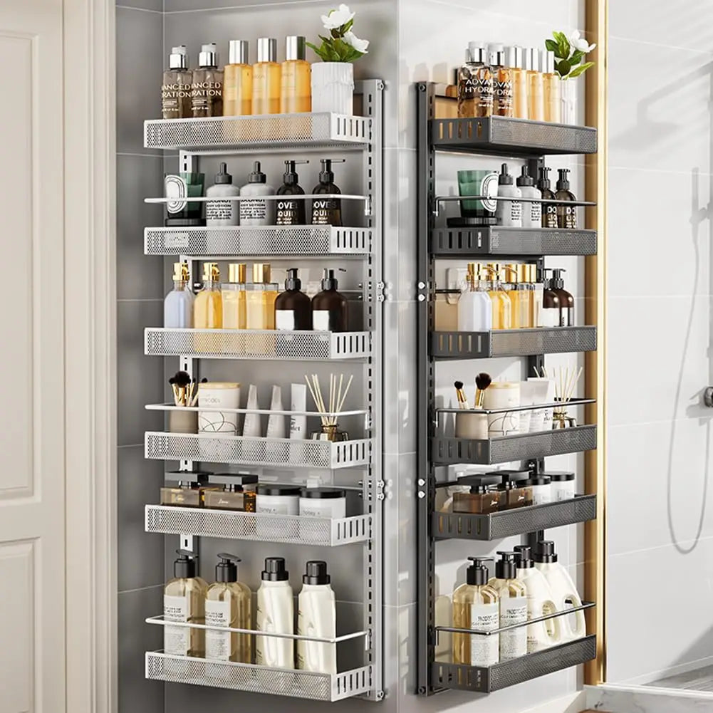 Over The Door Adjustable Metal Pantry Organizer Kitchen Bathroom Storage
