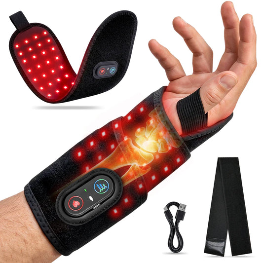 Cordless Red Light Therapy Wrist Wrap, Rechargeable 660nm/850nm Infrared Pluse Pad, 96 LEDs Dual-Wavelength Light Therapy for Wrist Arm Lag Calf