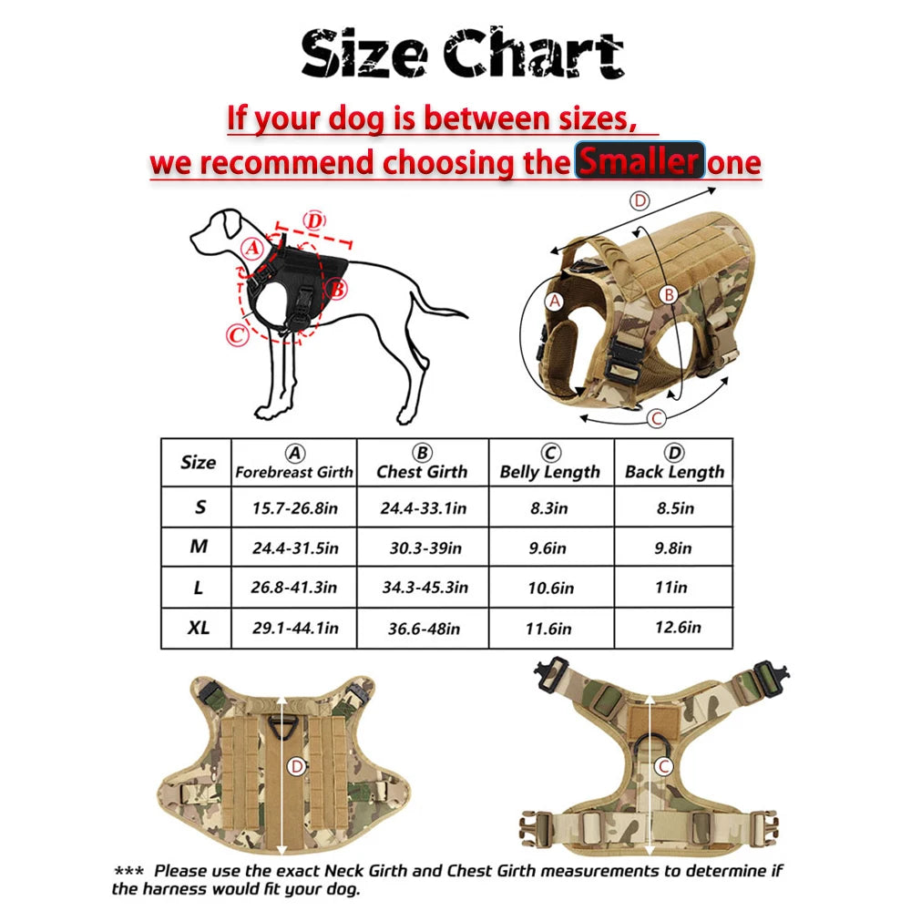 Petavel Tactical Dog Harness With Quick Release Leash