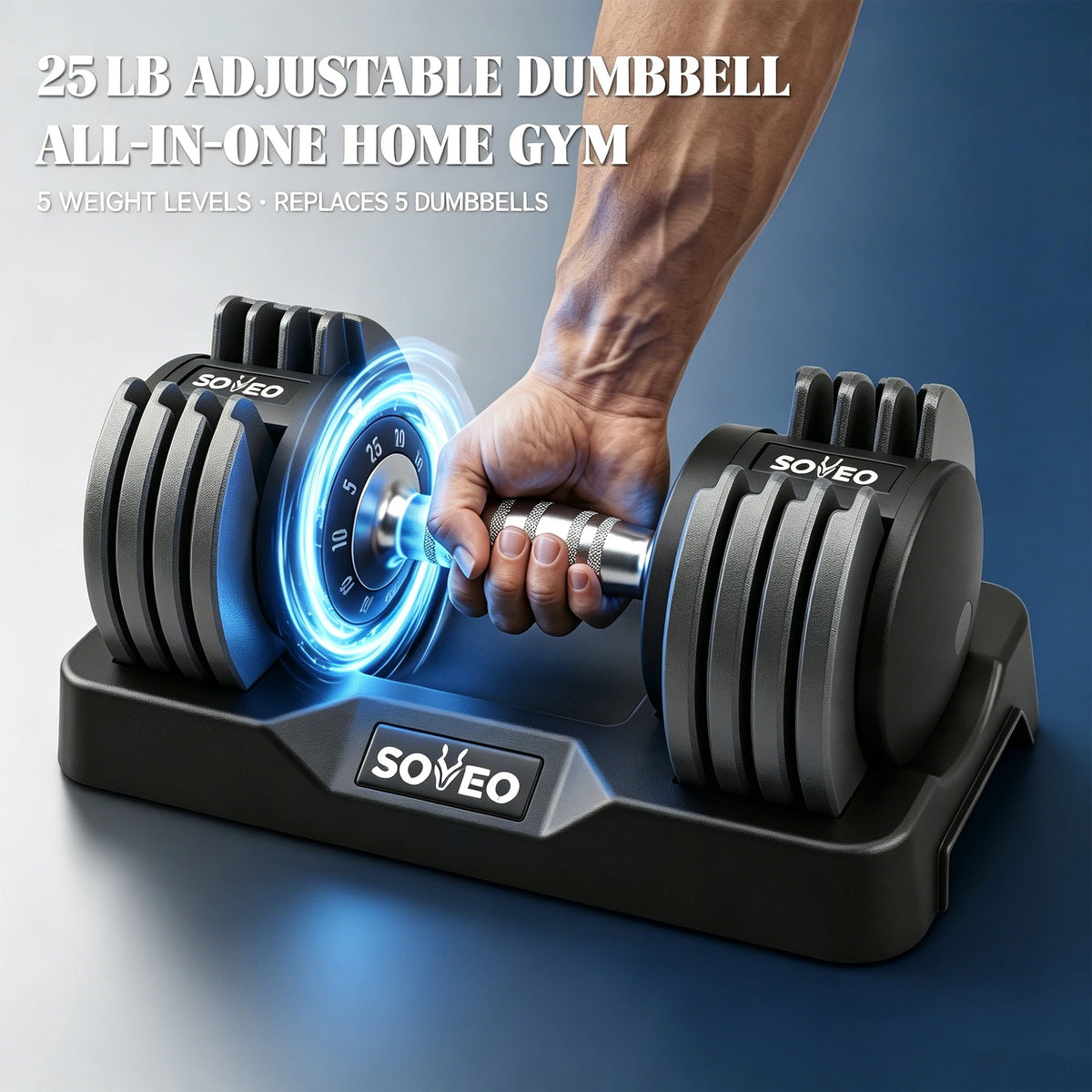 Adjustable Dumbbell Set With Fast Dial For Home Gym Fitness