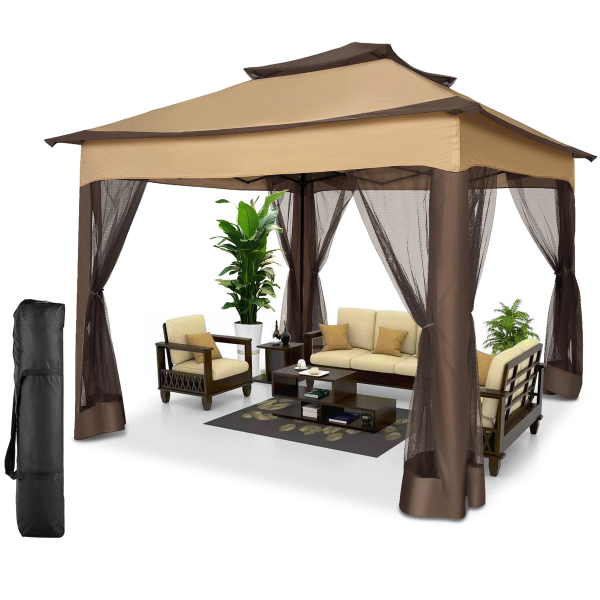 COBIZI Pop Up Gazebo Canopy Tent With Mosquito Netting