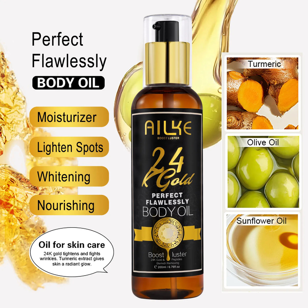 Ailke 24K Gold Flawless Skin Care Whitening Facial Cleanser