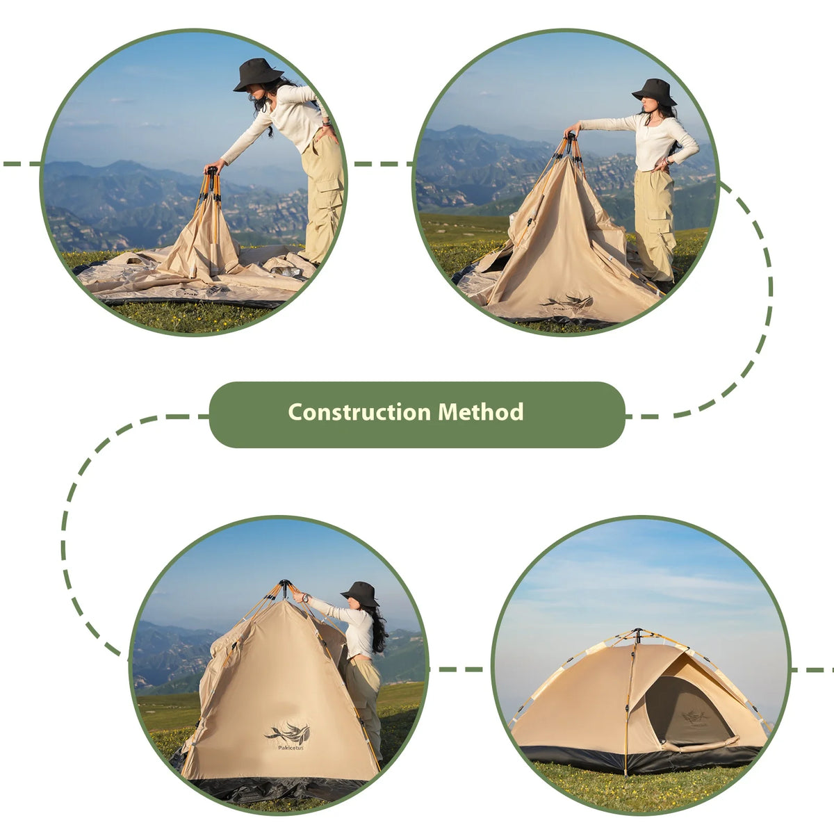 Pakicetus Automatic Pop Up Camping Tent With Windproof Quick Setup