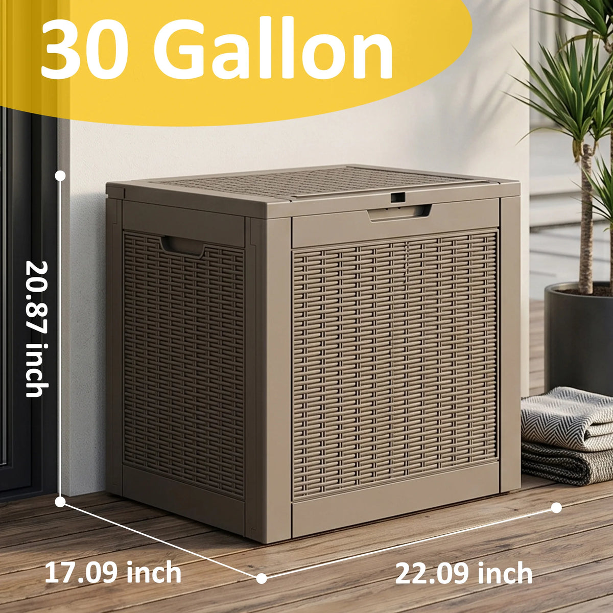 Textured Rattan Resin Outdoor Lockable Patio Storage Chest