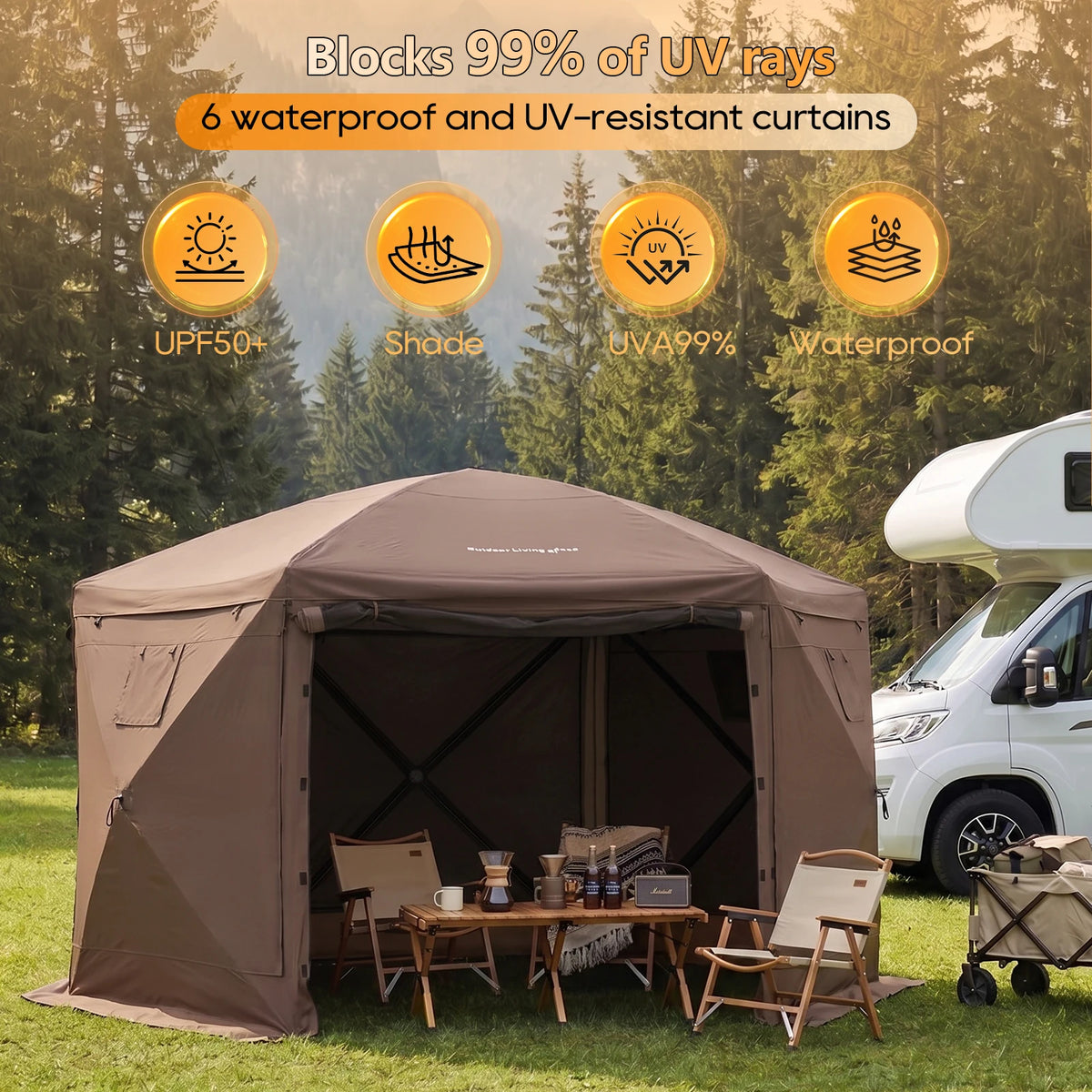TCGBKAF 12x12 FT Pop Up Gazebo with Removable Top, Screen House Mosquito Net Canopy Tent Heavy‑Duty Waterproof Sun Shelter One‑Click Setup for Backyard Patio Garden Camping
