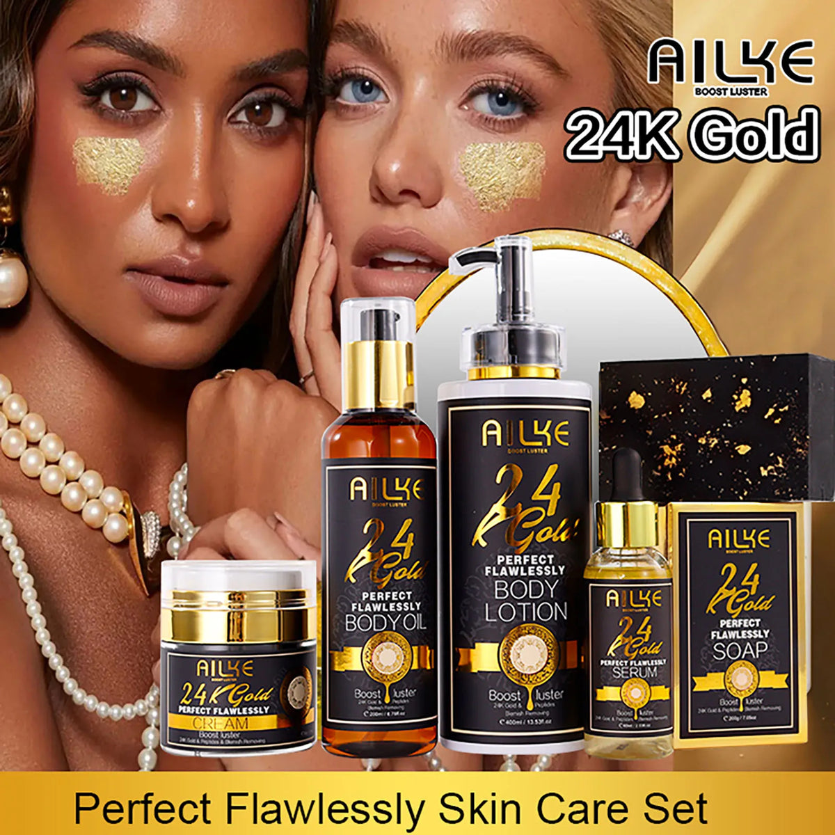 Ailke 24K Gold Flawless Skin Care Whitening Facial Cleanser