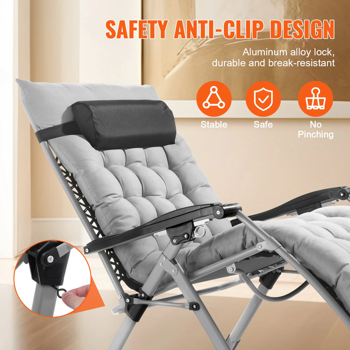 SucceBuy Zero Gravity Chair Zero Gravity Recliner Lounge Chair Adjustable Anti Gravity Chair with Cushion Footrest and Cupholder