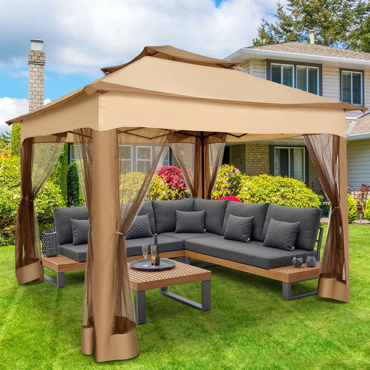 COBIZI Pop Up Gazebo Canopy Tent With Mosquito Netting