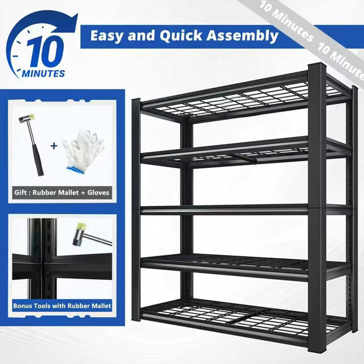 Sarenzo Adjustable Metal Double Layer Column Shelving Rack
