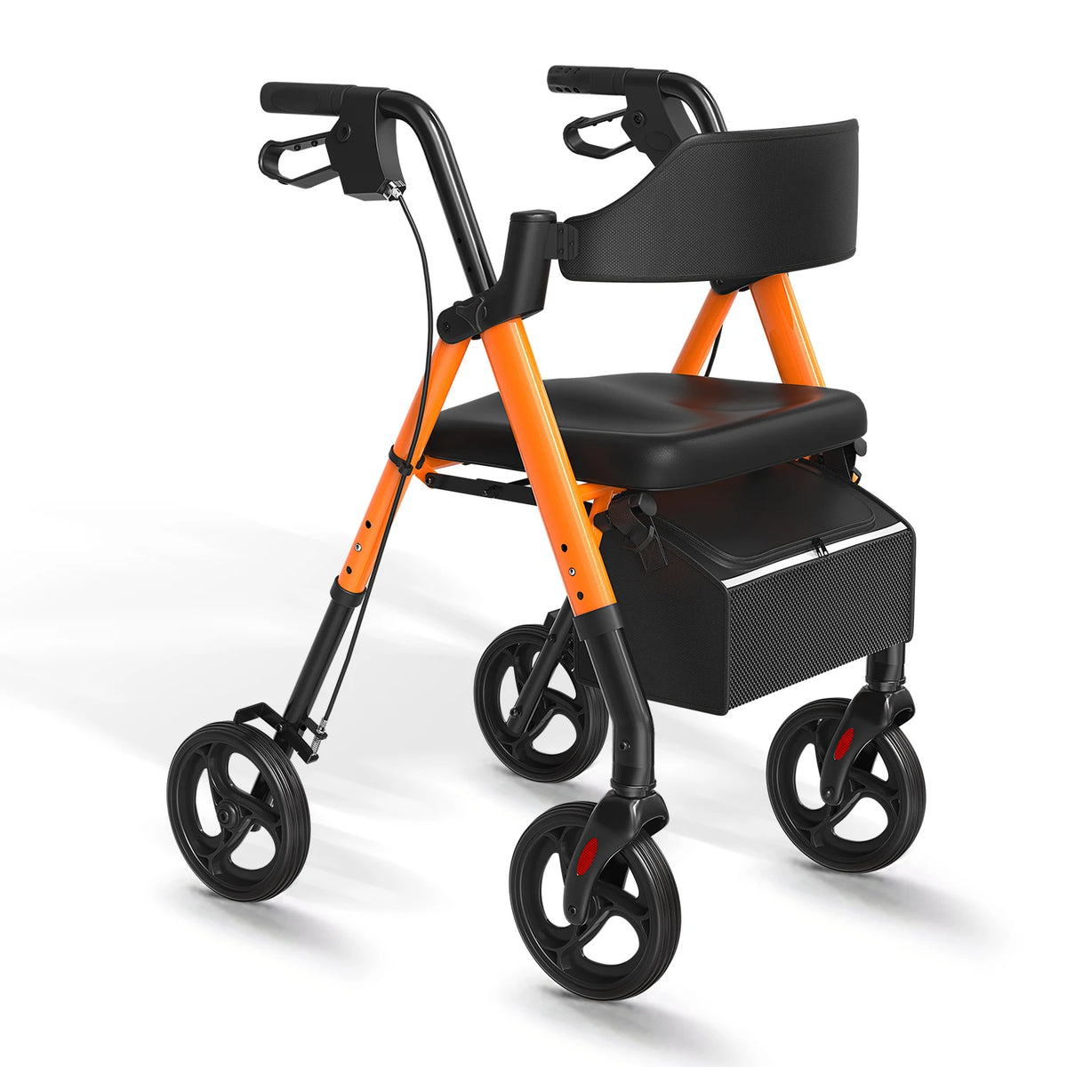 MaiDeSiTe Elderly Walker Foldable with Seat Durable Steel Frame 8-Inch Large Wheels for Mobility Aid