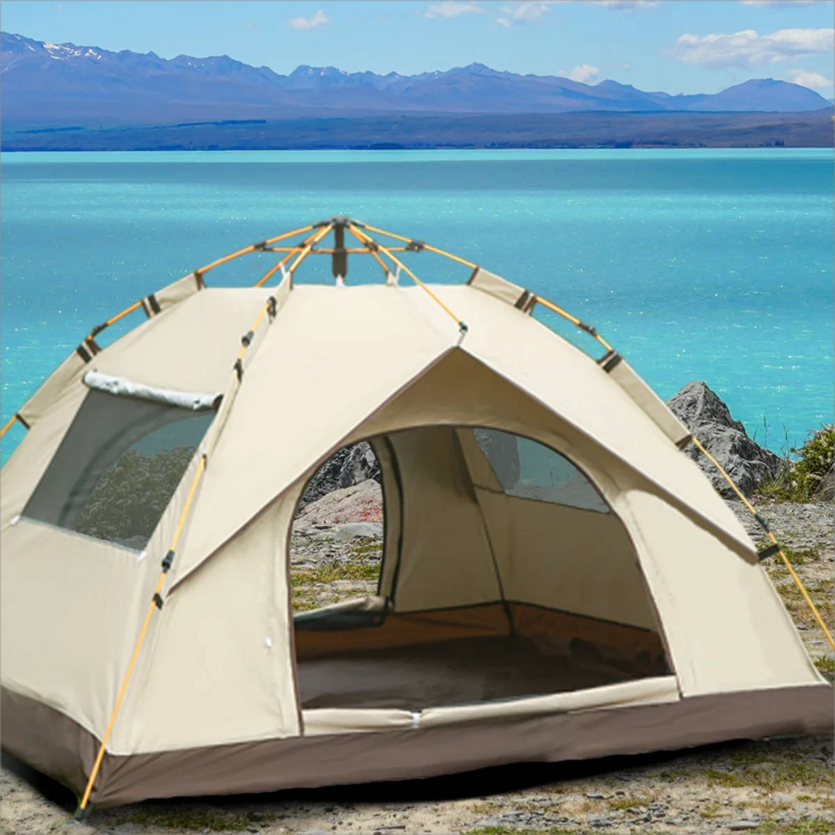 Pakicetus Automatic Family Camping Tent With Dual Doors And Windows