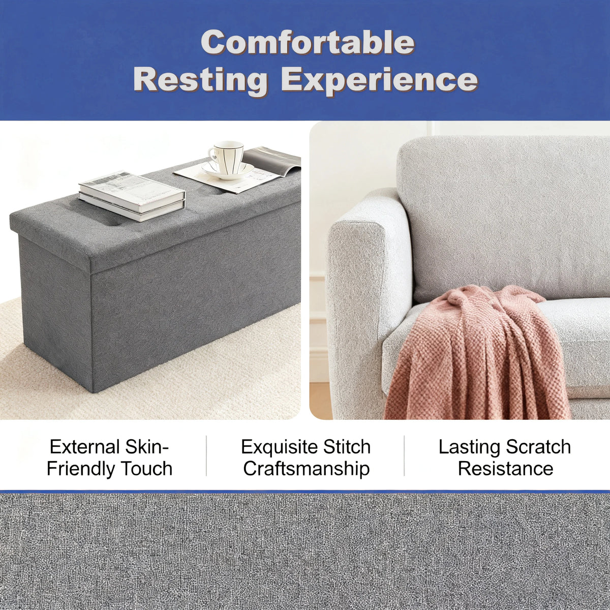 Sarenzoon Heavy Duty Folding Storage Ottoman Bench Seat