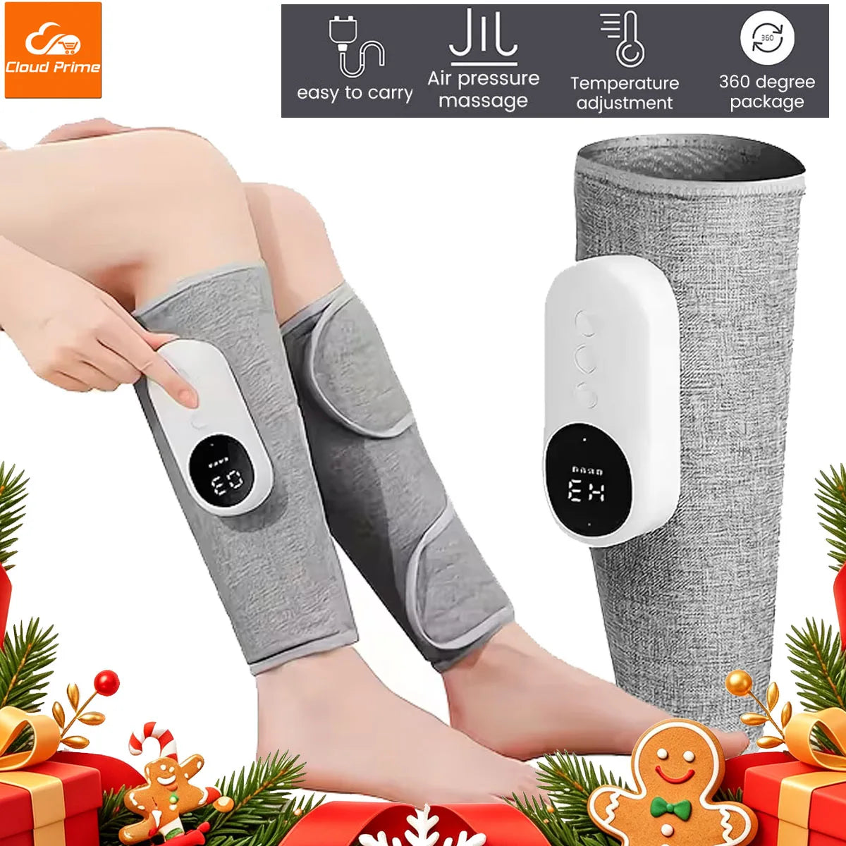 Cloud Prime Eletric Air Pressure Calf Massager 3 Level Airbag Compression Wireless Massage Foot Leg Muscle Blood Circulation Relieve Fatigue For Christmas And New Year Gifts