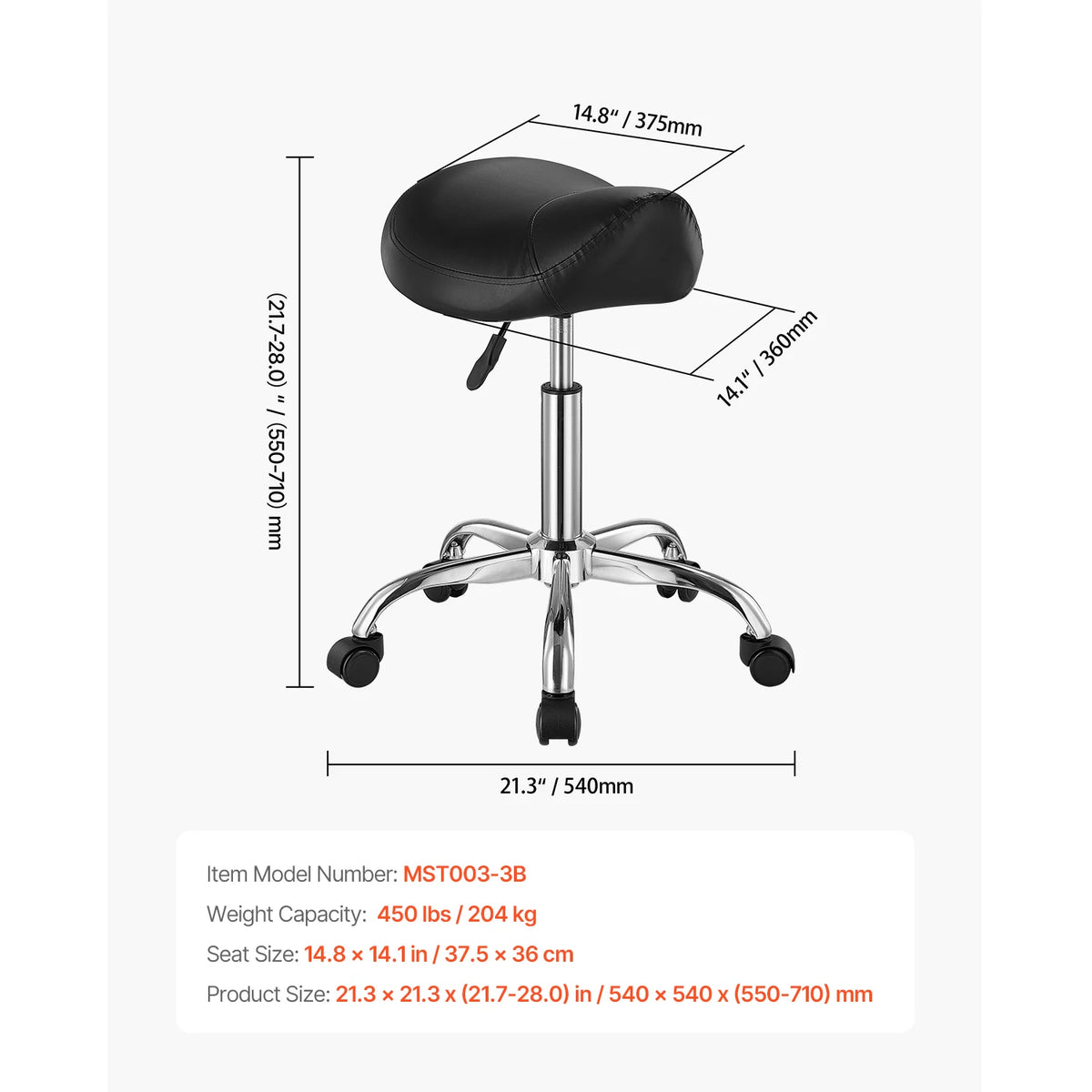 SucceBuy Ergonomic Swivel Saddle Stool With Adjustable Height And Wheels