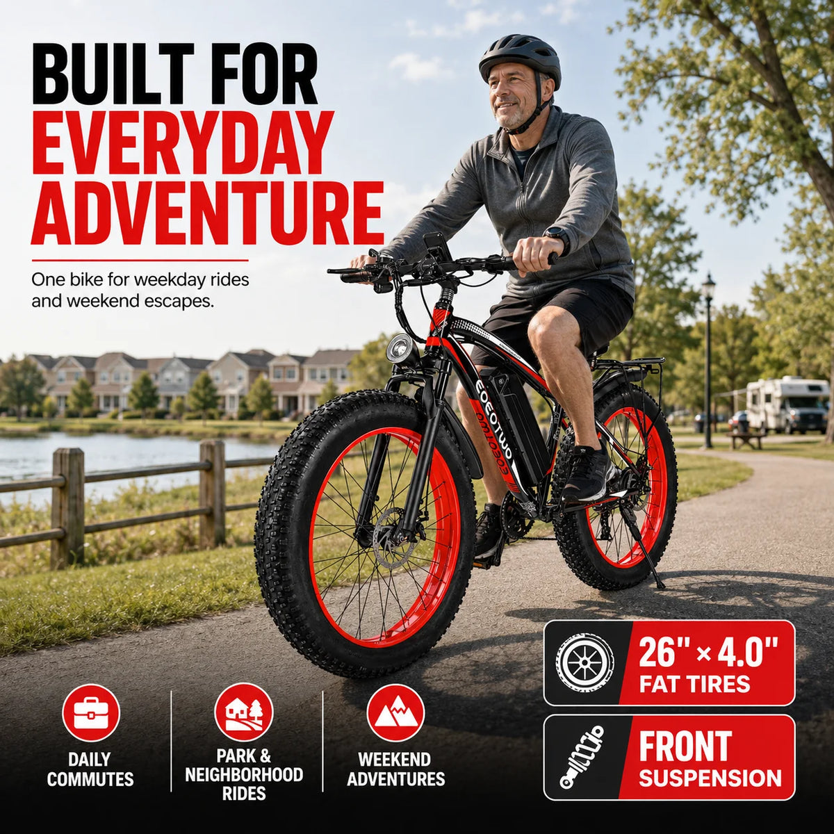 EOEOTWO 1000W Adult Fat Tire Electric Bike With Long Range