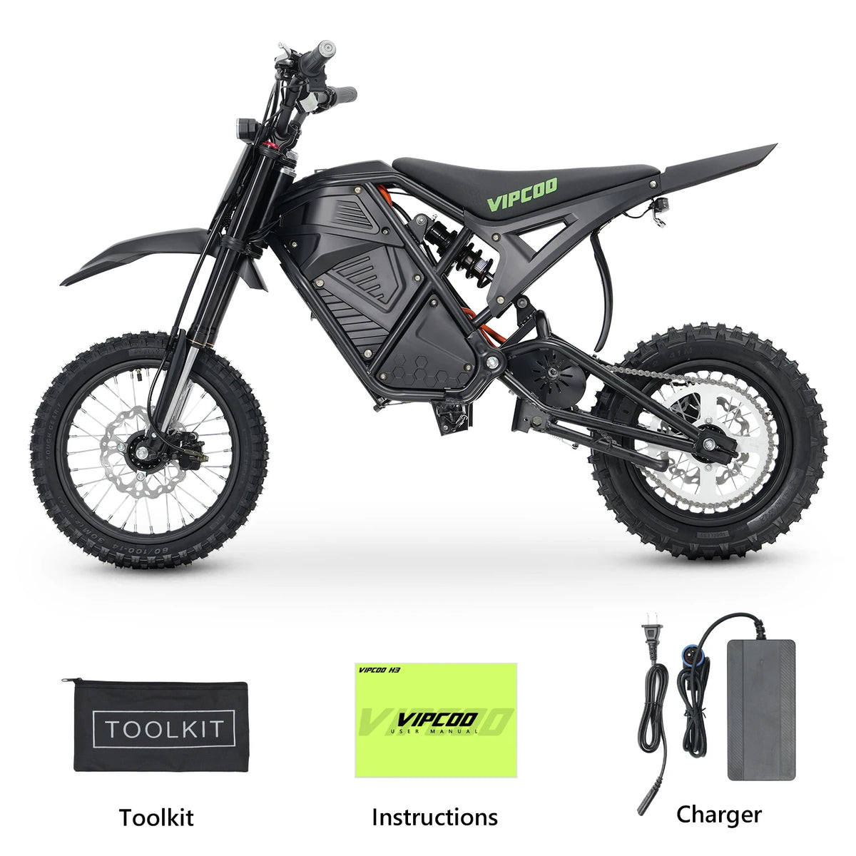 Electric Dirt Bike VIPCOO 3500W 48V23AH Electric Motorcycle Fat Tire Nitrogen Suspension E Dirt Bike for Teens and Adults