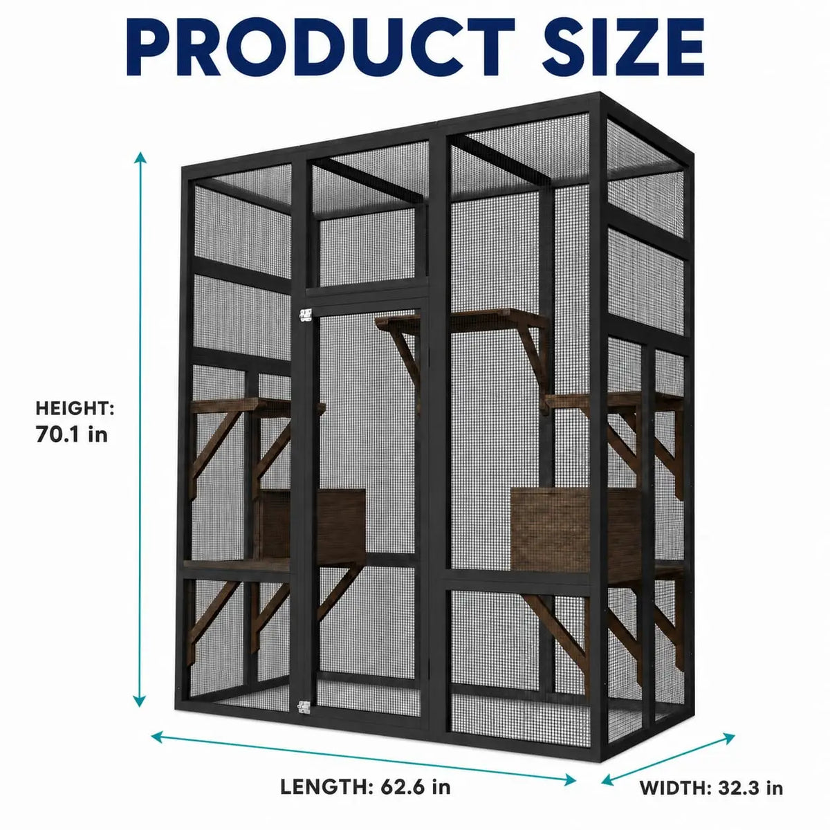 HiMISS Outdoor Wooden Catio Cat Enclosure With Climbing Platforms