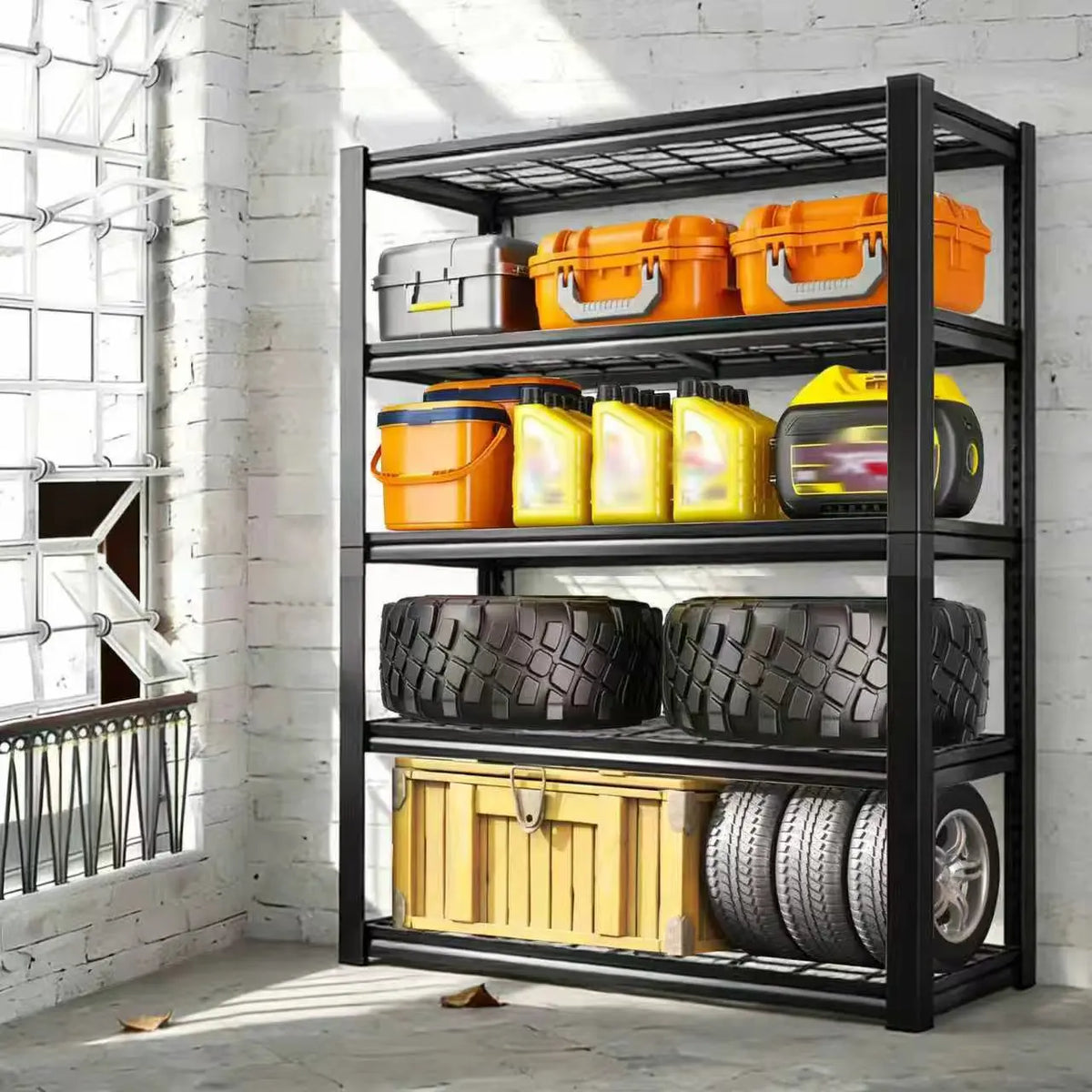 Sarenzo Adjustable Metal Double Layer Column Shelving Rack