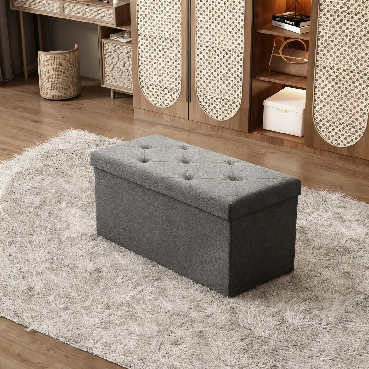 Sarenzoon Heavy Duty Folding Storage Ottoman Bench Seat
