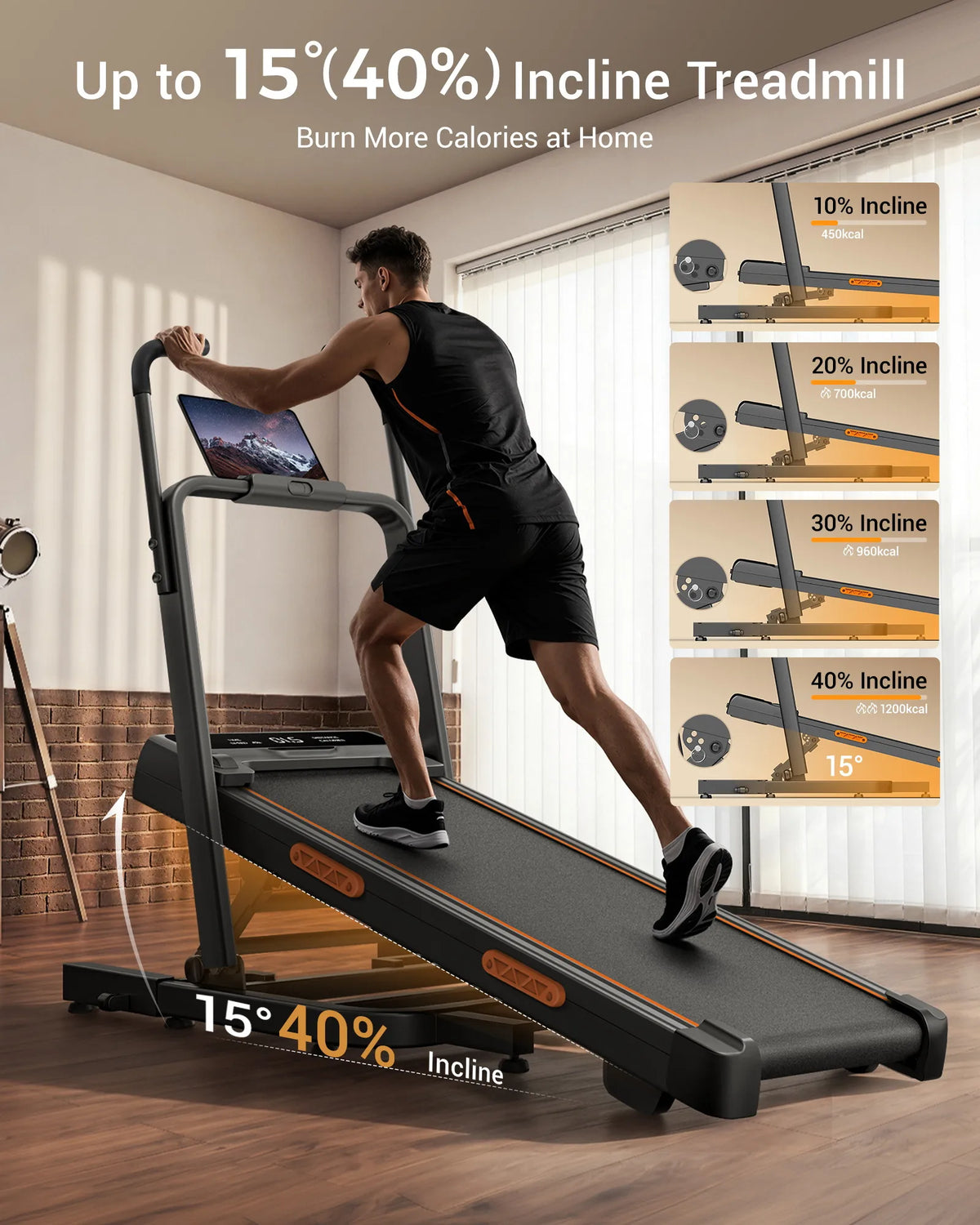 UMAY Electric Treadmill Featuring LED Display And Shock Absorption