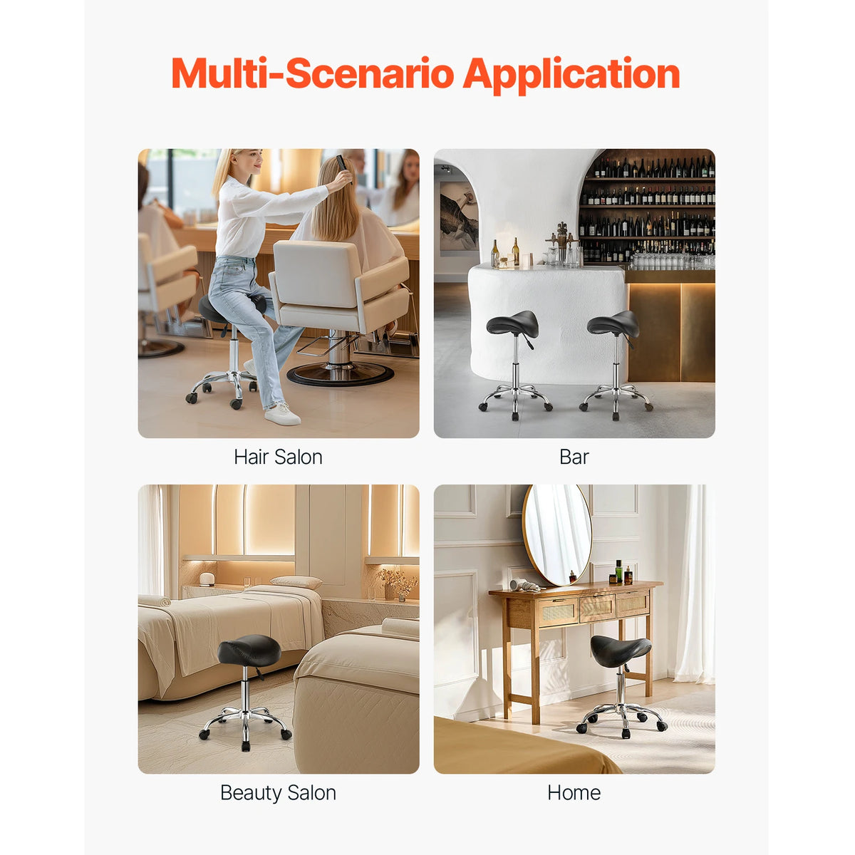 SucceBuy Ergonomic Swivel Saddle Stool With Adjustable Height And Wheels
