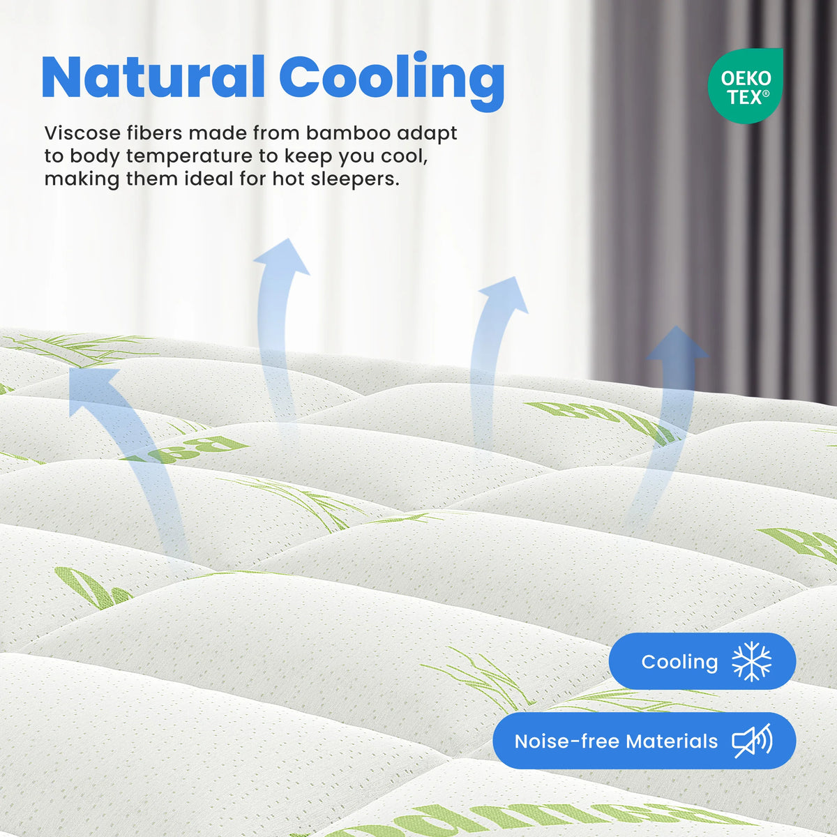 MCQ Bamboo Viscose Mattress Topper Ultra Soft Breathable Cooling Pad
