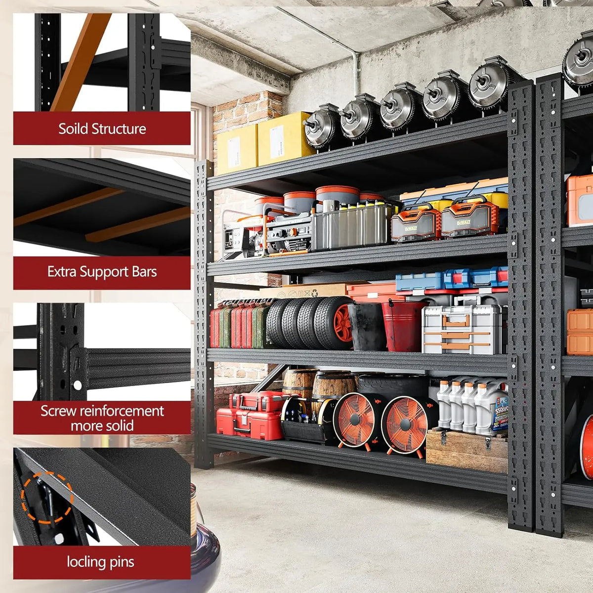 Heavy Duty Adjustable Metal Garage Storage Shelving Unit