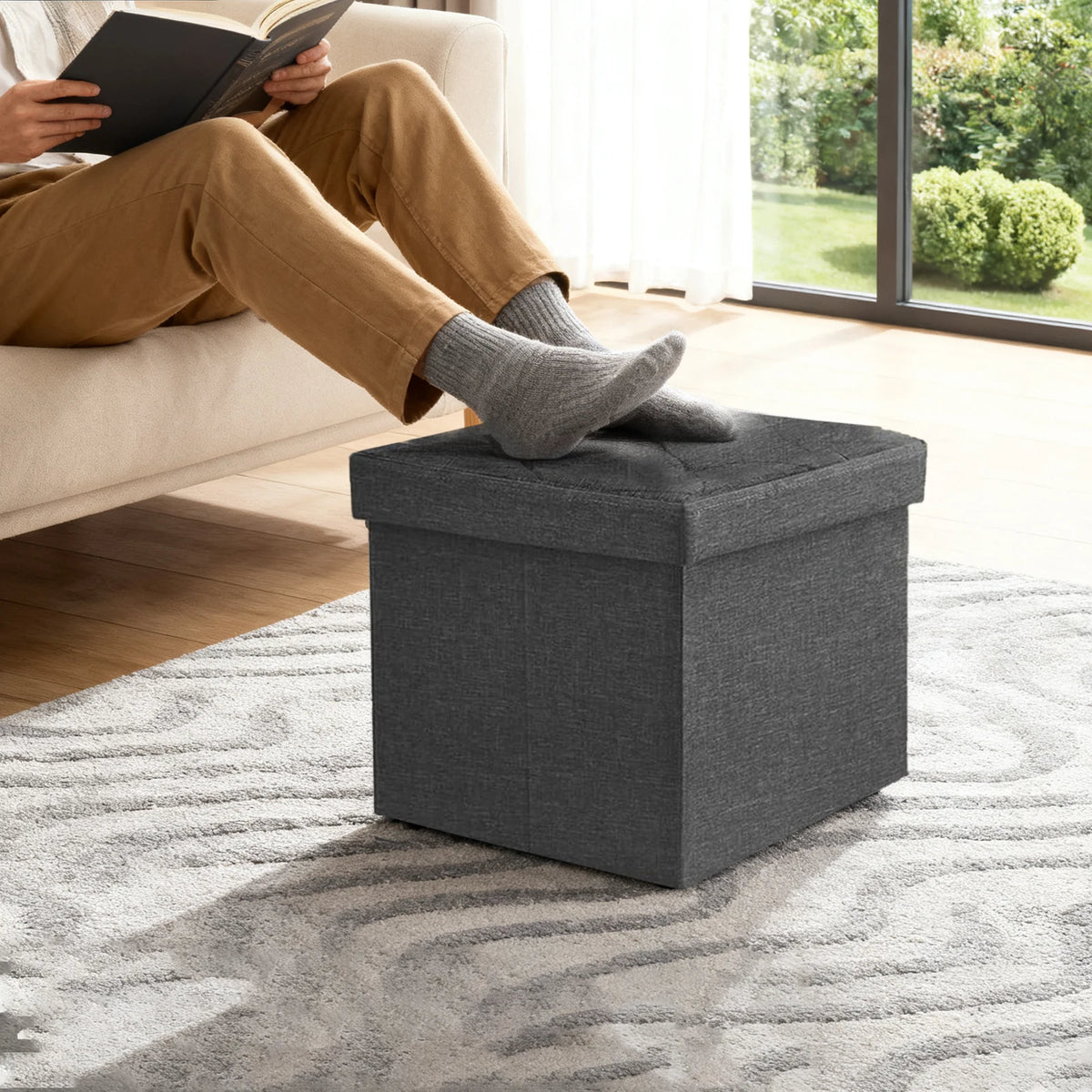 Sarenzoon Heavy Duty Folding Storage Ottoman Bench Seat