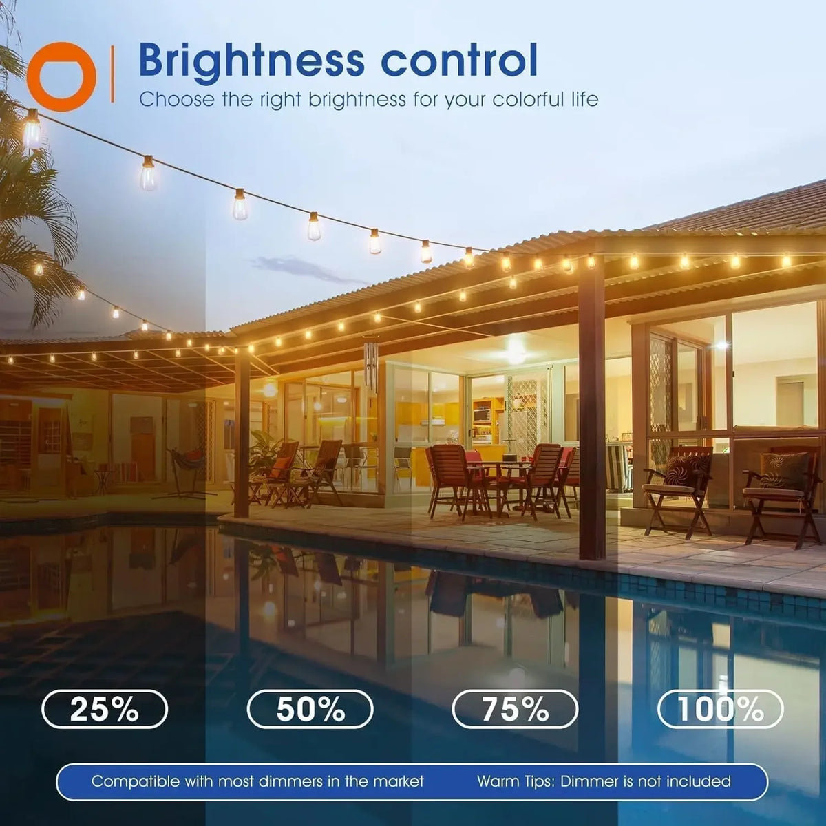 Mimirgb LED Outdoor String Lights Waterproof Patio Lighting