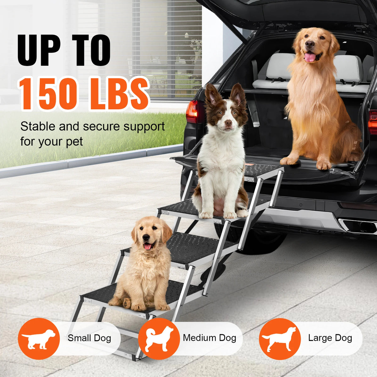 SucceBuy Folding Dog Car Steps Portable Pet Stairs For SUVs