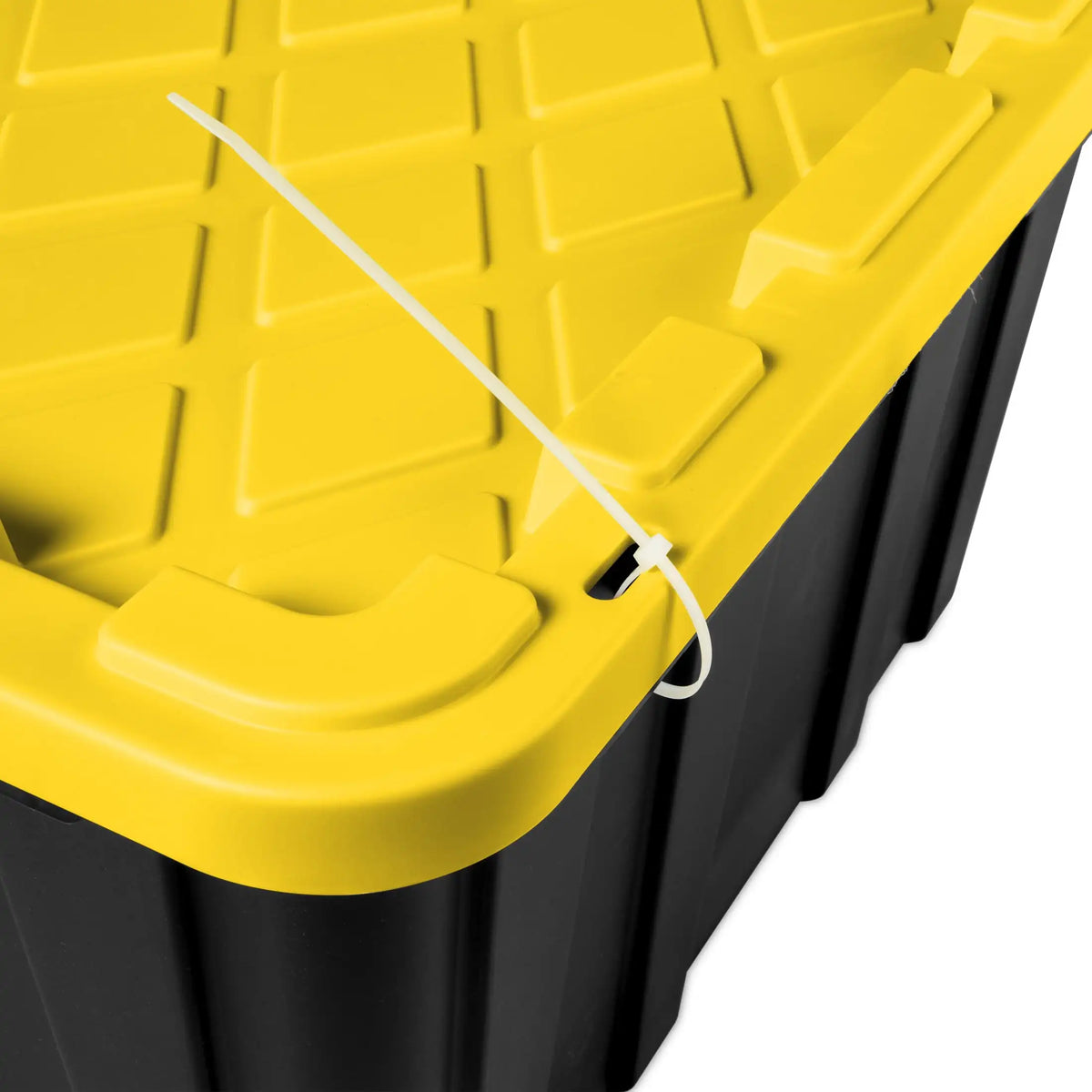Large Storage Bin, 27 Gallon Durable Plastic Storage Tote with Snap-On Lid, Black and Yellow, 6 Pack