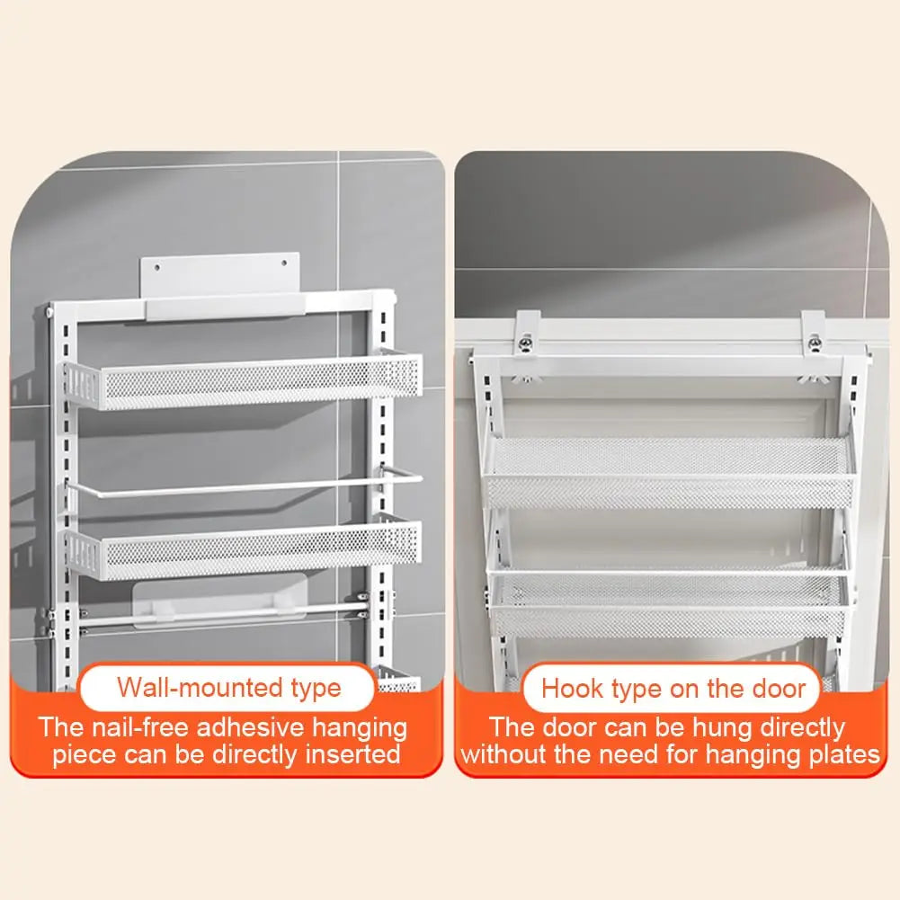 Over The Door Adjustable Metal Pantry Organizer Kitchen Bathroom Storage