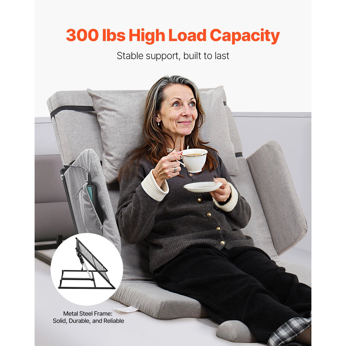 SucceBuy Electric Adjustable Lifting Bed Backrest With Guardrail Armrest
