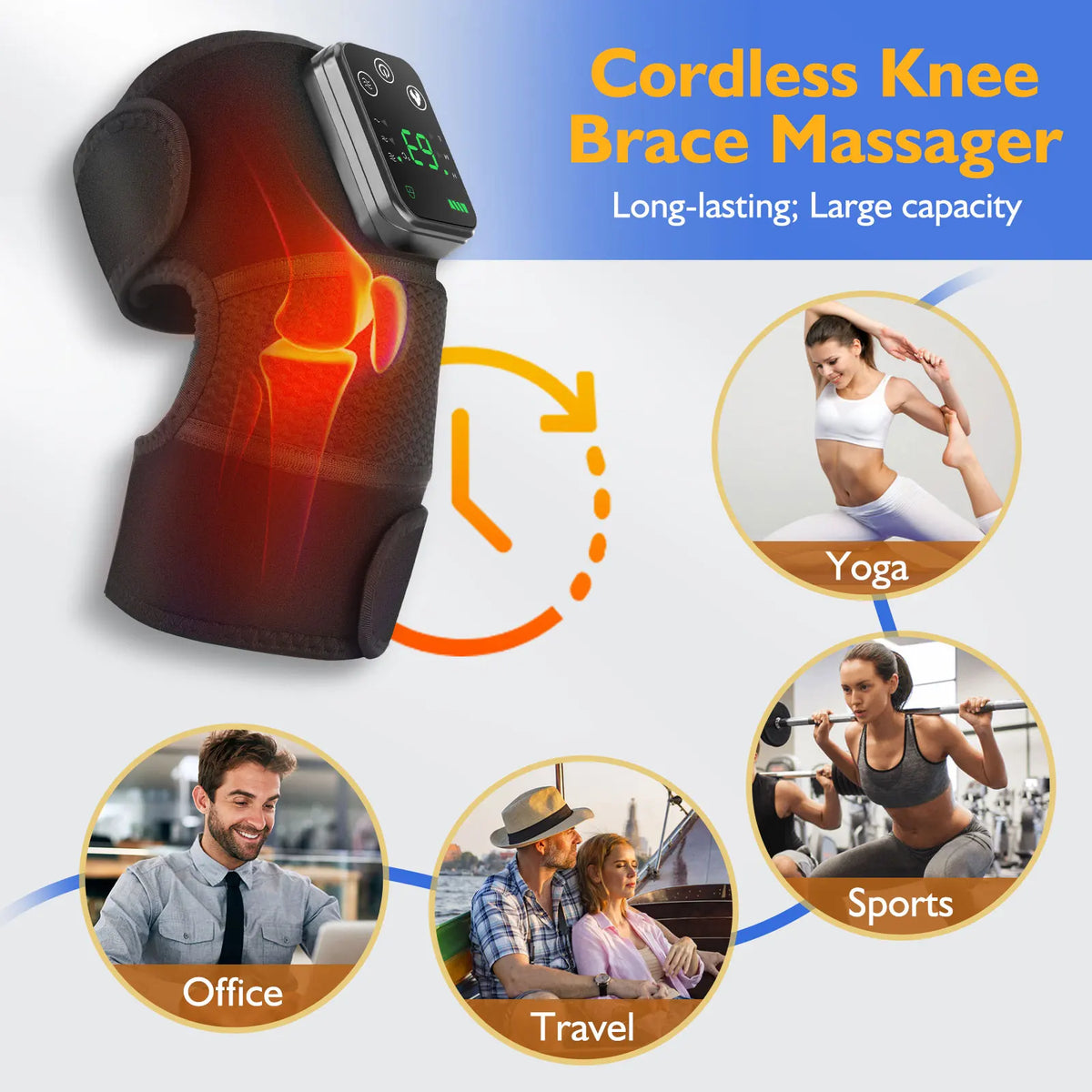 Hailicare Rechargeable Knee Brace With Vibration Electric Heating For Shoulders