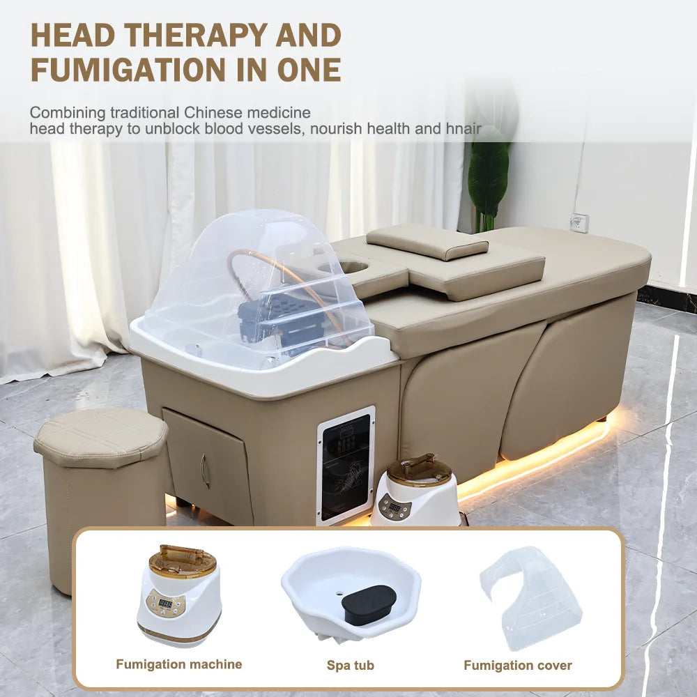 Professional Head Spa Massage Table With Acrylic Basin And Cabinet