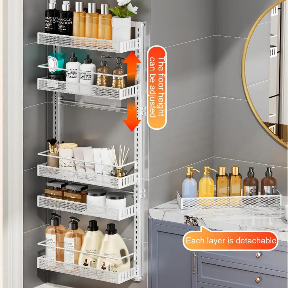 Over The Door Adjustable Metal Pantry Organizer Kitchen Bathroom Storage