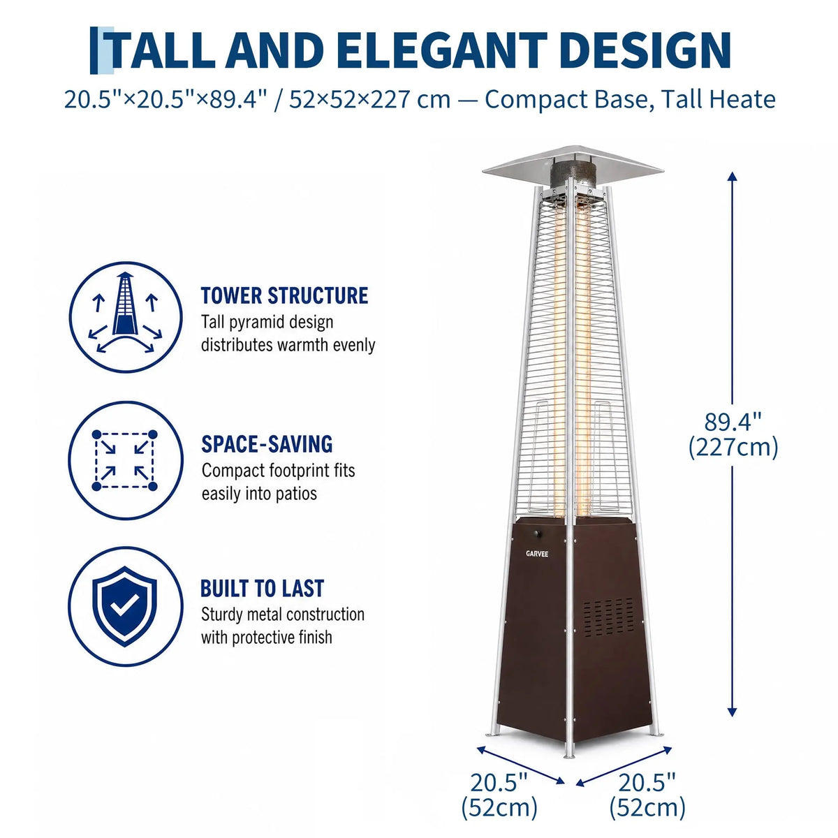 HiMISS Pyramid Propane Patio Heater with Visible Flame